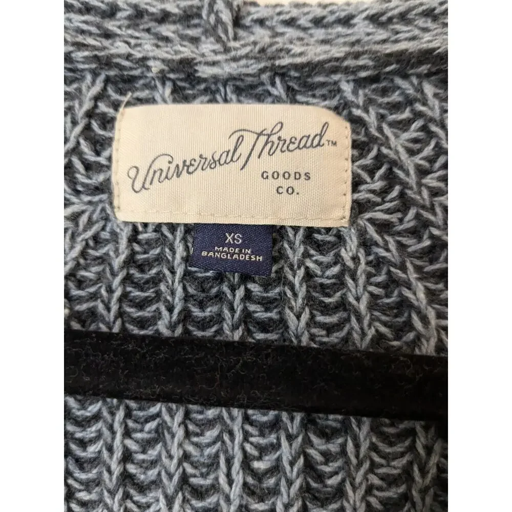 Universal Thread Sweater Dark Gray V Neck Puff Sleeve Knit Winter Size XS NWOT